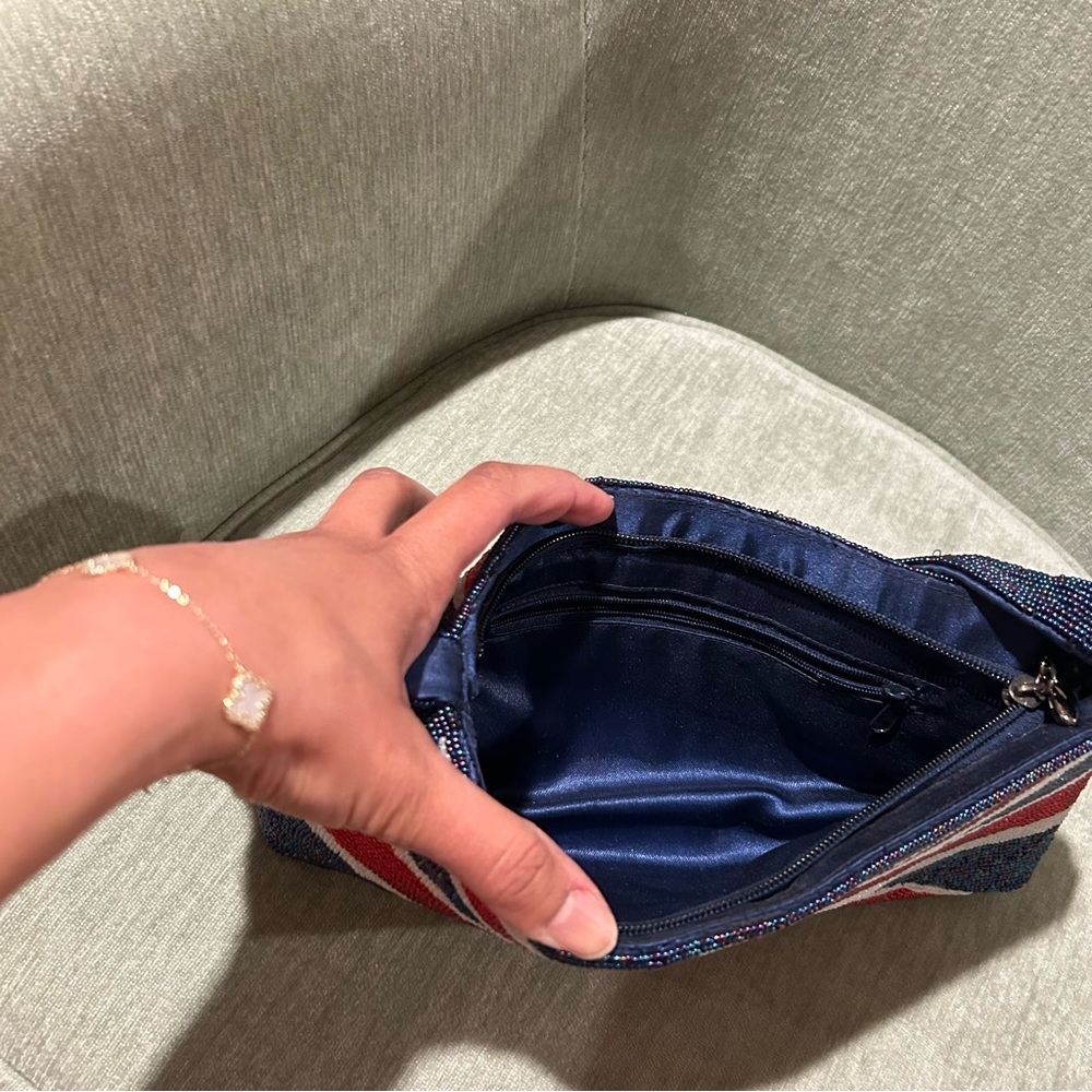 Union Jack Beaded Handbag Vintage Handbag Y2K Handbag British Flag Handbag UK - Picture 3 of 10